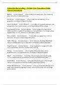 Columbia Bartending - Drinks List&colon; Questions With Correct Solutions