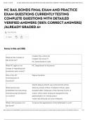 NC BAIL BONDS FINAL EXAM AND PRACTICE EXAM QUESTIONS CURRENTLY TESTING COMPLETE QUESTIONS WITH DETAILED VERIFIED ANSWERS &lpar;100&percnt; CORRECT ANSWERS&rpar; &sol;ALREADY GRADED A&plus;
