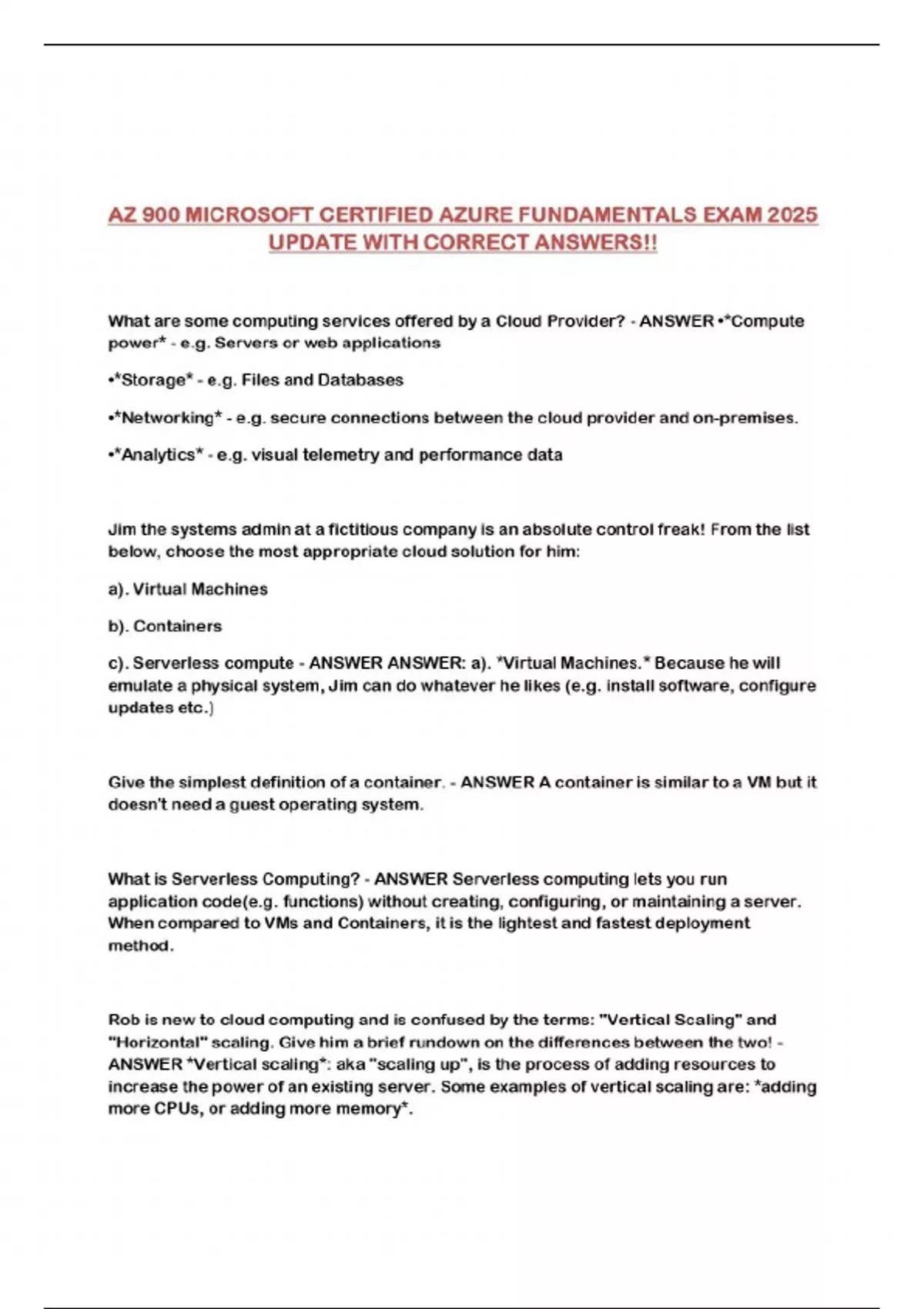 AZ 900 MICROSOFT CERTIFIED AZURE FUNDAMENTALS EXAM 2025 UPDATE WITH ...