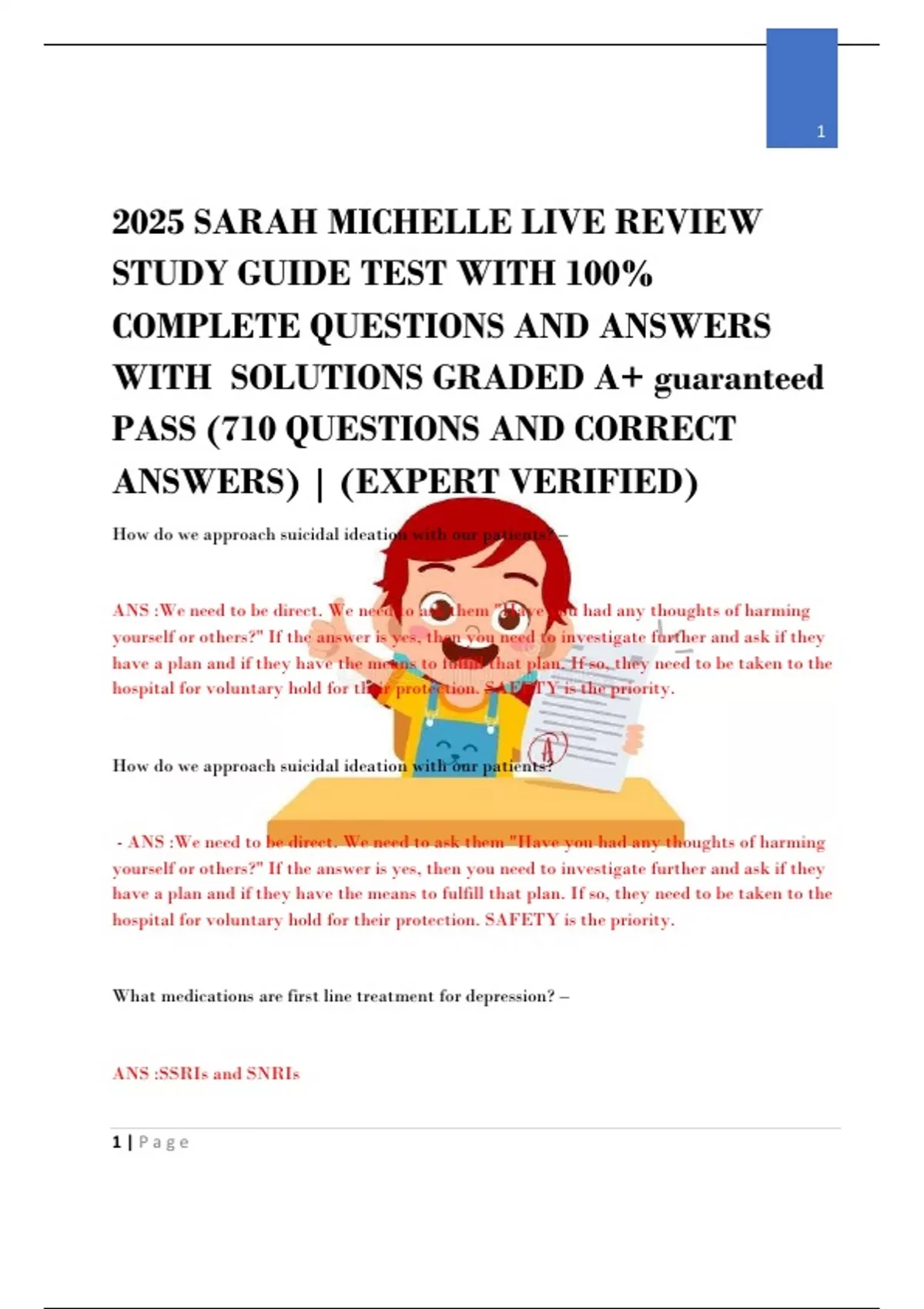 2025 SARAH MICHELLE LIVE REVIEW NCLEX STUDY GUIDE TEST WITH 100% ...