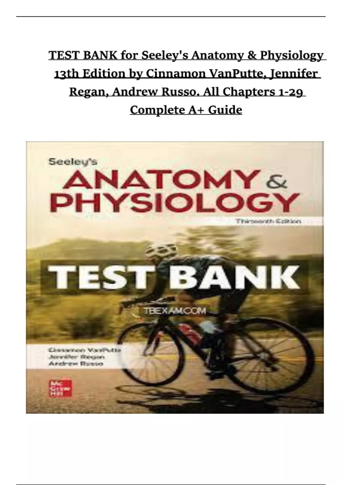 TEST BANK for Seeley's Anatomy & Physiology 13th Edition by Cinnamon ...