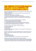 CNA OREGON STATE EXAM Questions With 100- Correct ANSWERS TOP RATED A&plus; Latest Updates