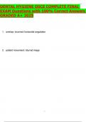 DENTAL HYGIENE OSCE COMPLETE FINAL EXAM Questions with 100- Correct Answers GRADED A&plus;