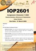 IOP2601 Assignment 2 &lpar;COMPLETE ANSWERS&rpar; Semester 1 2025  - DUE 31 March 2025