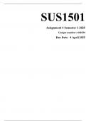 SUS1501 Assignment 4 Semester 1 2025 &lpar;661834&rpar; - DUE 4 April 2025 UNISA &lpar;ASSIGNMENT ANSWERS&rpar;
