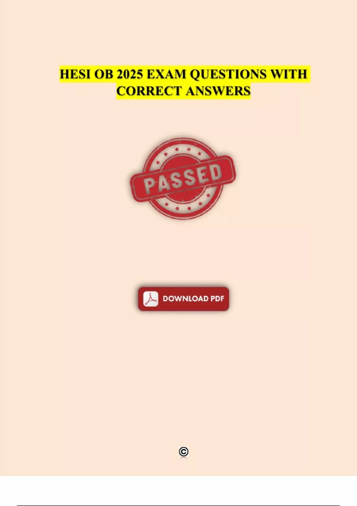 HESI OB || 2025 EXAM QUESTIONS WITH CORRECT ANSWERS || UPDATED VERSION ...