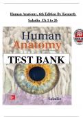 Test Bank for Human anatomy 6th edition by Kenneth Saladin Chapters 1-26