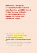 NICET Level 1 in Highway Construction&vert;Brand New Expert Exam Questions with 100&percnt; Correct Verified Answers&comma; All Graded A&plus;&vert;Latest Expert Premium Update&lpar;2025-2026&rpar;&vert;100&percnt; Guaranteed Success