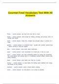 Gourmet Food Vocabulary Test With All Answers&period;