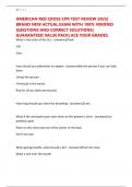AMERICAN RED CROSS CPR TEST REVIEW 2025&vert; BRAND NEW ACTUAL EXAM WITH 100&percnt; VERIFIED QUESTIONS AND CORRECT SOLUTIONS&vert; GUARANTEED VALUE PACK&vert; ACE YOUR GRADES&period;