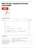 MSN 610 Quiz 1 Questions & Answers Latest Update