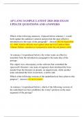 AP LANG SAMPLE LATEST 2025-2026 EXAM UPDATE QUESTIONS AND ANSWERS