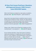 45 Hour Post License Final Exam &vert; Questions with Approved Answers &vert;100&percnt; Correct &vert; Latest 2025&sol;2026 Update&period;