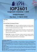 IOP2601 Assignment 2 &lpar;ANSWERS&rpar; Semester 1 2025 - DISTINCTION GUARANTEED