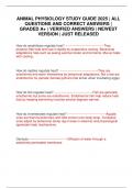 ANIMAL PHYSIOLOGY STUDY GUIDE 2025 &vert; ALL QUESTIONS AND CORRECT ANSWERS &vert; GRADED A&plus; &vert; VERIFIED ANSWERS &vert; NEWEST VERSION &vert; JUST RELEASED