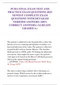 PCHA FINAL EXAM TEST AND PRACTICE EXAM QUESTIONS 2025 NEWEST COMPLETE EXAM QUESTIONS WITH DETAILED VERIFIED ANSWERS &lpar;100&percnt; CORRECT ANSWERS&rpar; &sol;ALREADY GRADED A&plus;
