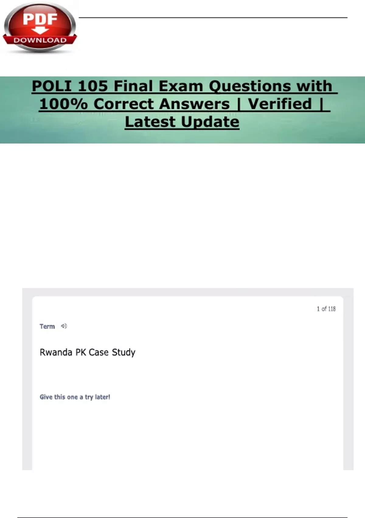 POLI 105 Final Exam Questions with 100% Correct Answers | Verified ...