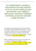 NY INDEPENDENT GENERAL  ADJUSTER EXAM 2025 NEWEST  ACTUAL EXAM COMPLETE 500  QUESTIONS AND CORRECT  DETAILED ANSWERS &lpar;VERIFIED  ANSWERS&rpar; &vert;ALREADY GRADED  A&plus;&vert;&vert;BRAND NEW&excl;&excl;