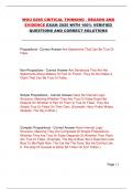 WGU D265 CRITICAL THINKING - REASON AND  EVIDENCE EXAM 2025 WITH 100&percnt; VERIFIED  QUESTIONS AND CORRECT SOLUTIONS 