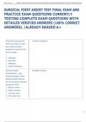 SURGICAL FIRST ASSIST TEST FINAL EXAM AND  PRACTICE EXAM QUESTIONS CURRENTLY  TESTING COMPLETE EXAM QUESTIONS WITH  DETAILED VERIFIED ANSWERS &lpar;100&percnt; CORRECT  ANSWERS&rpar; &sol;ALREADY GRADED A&plus;