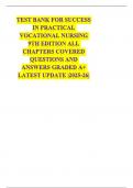 TEST BANK FOR SUCCESS IN PRACTICAL VOCATIONAL NURSING 9TH EDITION ALL CHAPTERS COVERED QUESTIONS AND ANSWERS GRADED A&plus; LATEST UPDATE &vert;2025-26&vert;