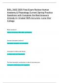 BIOL 2402 2025 Final Exam Review Human  Anatomy & Physiology Current Spring Practice  Questions with Complete Verified Answers  Already A&plus; Graded 100&percnt; Accurate -Lone Star  College 