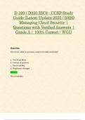 D 320 &sol; D320 ISC2 - CCSP Study Guide &lpar;Latest Update 2025 &sol; 2026&rpar; Managing Cloud Security &vert; Questions with Verified Answers &vert; Grade A &vert; 100&percnt; Correct - WGU