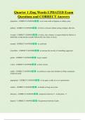 Quarter 1 Zing Words UPDATED Exam  Questions and CORRECT Answers 