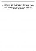 TESTBANK FOR BASIC NURSING 12TH EDITION ROSDAHL'S TESTBOOK LATEST 2024 UPDATE WITH MULTIPLE&comma; CORRECTLY ANSWERED QUESTIONS ALREADY GRADED A&plus;