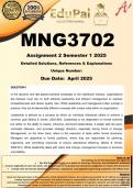 MNG3702 Assignment 2 &lpar;COMPLETE ANSWERS&rpar; Semester 1 2025  - DUE  April 2025