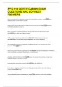 AVID 110 CERTIFICATION EXAM  QUESTIONS AND CORRECT  ANSWERS 