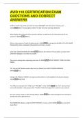 AVID 110 CERTIFICATION EXAM  QUESTIONS AND CORRECT  ANSWERS 