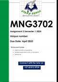 MNG3702 Assignment 2 &lpar;QUALITY ANSWERS&rpar; Semester 1 2025