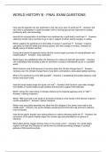 WORLD HISTORY B - FINAL EXAM QUESTIONS 