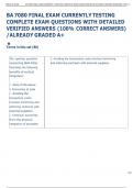 BA 7080 FINAL EXAM CURRENTLY TESTING  COMPLETE EXAM QUESTIONS WITH DETAILED  VERIFIED ANSWERS &lpar;100&percnt; CORRECT ANSWERS&rpar;  &sol;ALREADY GRADED A&plus; 