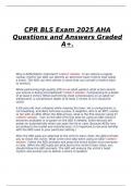 CPR BLS Exam 2025 AHA Questions and Answers Graded A&plus;&period;