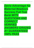 Davis Advantage for Maternal-Newborn Success Full Test Bank WITH QUESTIONS AND CORRECT VERIFIED ANSWERS GRADED A&plus; GUARANTEED 100&percnt; PASS