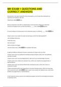 MH EXAM 1 QUESTIONS AND  CORRECT ANSWERS 