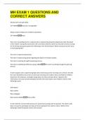 MH EXAM 1 QUESTIONS AND  CORRECT ANSWERS 