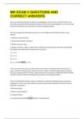 MH EXAM 2 QUESTIONS AND  CORRECT ANSWERS 