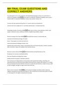 MH FINAL EXAM QUESTIONS AND  CORRECT ANSWERS 
