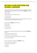 MH FINAL EXAM QUESTIONS AND  CORRECT ANSWERS 