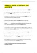 MH FINAL EXAM QUESTIONS AND  ANSWERS 