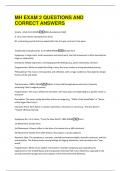 MH EXAM 2 QUESTIONS AND  CORRECT ANSWERS 