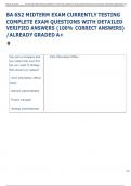 BA 652 MIDTERM EXAM CURRENTLY TESTING  COMPLETE EXAM QUESTIONS WITH DETAILED  VERIFIED ANSWERS &lpar;100&percnt; CORRECT ANSWERS&rpar;  &sol;ALREADY GRADED A&plus; 
