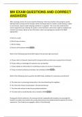 MH EXAM QUESTIONS AND CORRECT  ANSWERS 