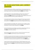 MH EXAM QUESTIONS AND CORRECT  ANSWERS 