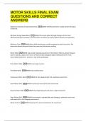 MOTOR SKILLS FINAL EXAM  QUESTIONS AND CORRECT  ANSWERS 