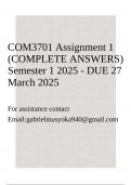 COM3701 Assignment 1 &lpar;COMPLETE ANSWERS&rpar; Semester 1 2025 - DUE 27 March 2025