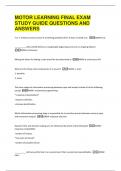 MOTOR LEARNING FINAL EXAM  STUDY GUIDE QUESTIONS AND  ANSWERS 